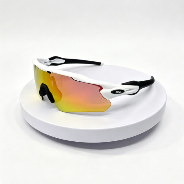 ERQI Gloss Black Frame Unisex Cycling Sunglasses, Professional Windproof Sand Resistant Sports Goggles with Clear Wide Vision - Image 6