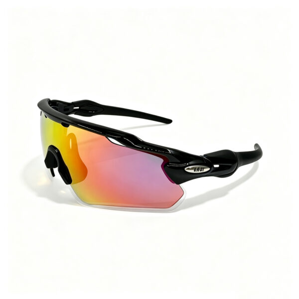 ERQI Gloss Black Frame Unisex Cycling Sunglasses, Professional Windproof Sand Resistant Sports Goggles with Clear Wide Vision - Image 5