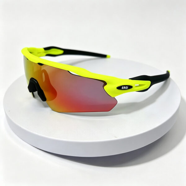 ERQI Gloss Black Frame Unisex Cycling Sunglasses, Professional Windproof Sand Resistant Sports Goggles with Clear Wide Vision - Image 8